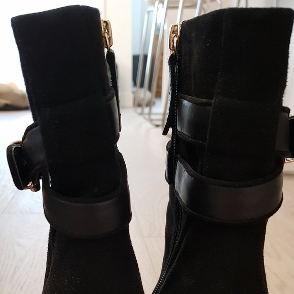 Witchery Wedge Suede Black Booties - Picture 5 of 9